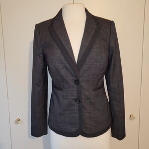 The Limited Collection Charcoal Plaid Fitted Blazer 2 Button Women's Size S